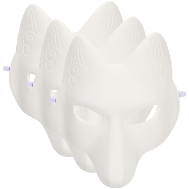 3 máscaras de zorro para mascarada, disfraz, cosplay, bricolaje, sin pintar