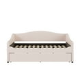 thumbnail image 4 of Full Size Daybed with Trundle, Upholstered Teddy Fleece Full Daybed Sofa Bed Frame with Light, Wood Slat Support, No Box Spring Needed, Easy Assembly, for Bedroom Living Room, Beige, 4 of 9