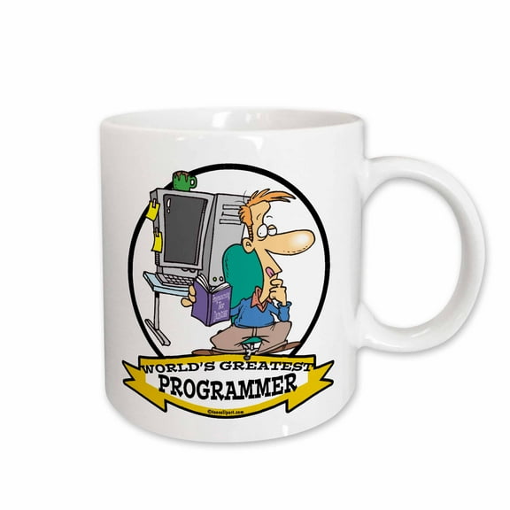 3drose, Funny Worlds Greatest Programmer Men Occupation Job Cartoon, 15oz Mug