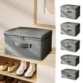 thumbnail image 1 of Storage Bins with Zipper Lid Cotton Linen Fabric Lidded Storage Baskets Boxes Foldable Washable Closet Shelf Clothes Organizer Container with Handles (Gray, 14.96"*10.04"*6.3"), 1 of 6