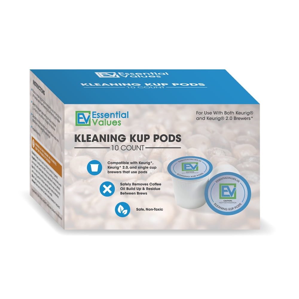 Essential Values 10PK Cleaning & Rinse K Cup Pods For All Keurig