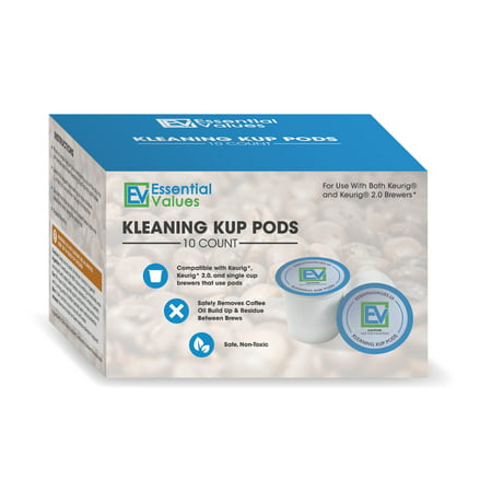 Essential Values 10PK Cleaning & Rinse K Cup Pods For All Keurig Machines, 2.0 (Best Way To Clean A Keurig 2.0)