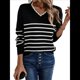 thumbnail image 5 of Camisa de Larga para Mujer, Suéter Informal Holgado A Rayas Negro XL, 5 of 10