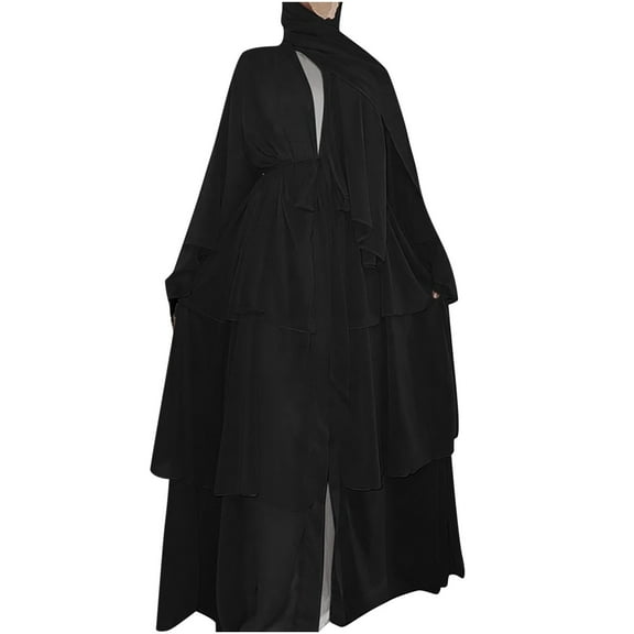 jsaierl Womens Muslim Kaftan Abaya Long Dress Solid Color Baggy Button Down Dubai Maxi Dress
