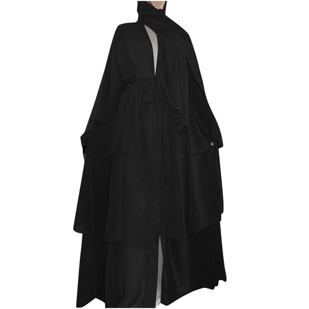 Vestido de cárdigan de manga larga grande de color sólido suelto para mujer Vestido de manga larga con cuello en V Pompotops hdfakjf8751