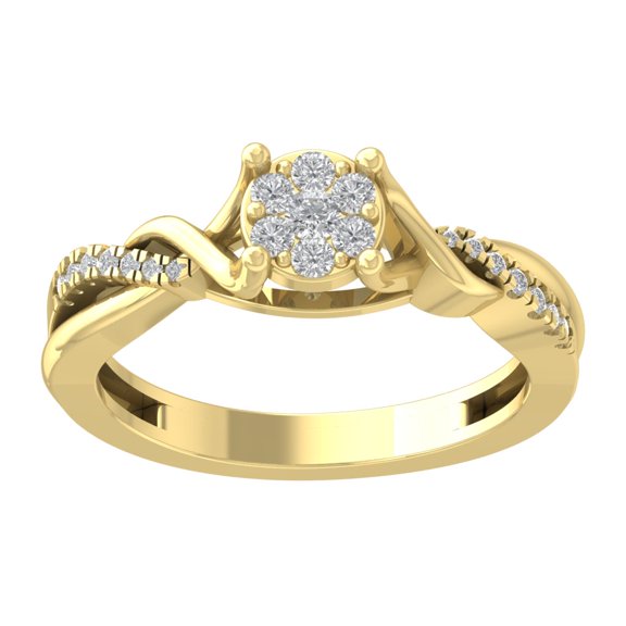 ARAIYA FINE JEWELRY 10K Yellow Gold Lab Grown Diamond Knot Band Ring (1/4 cttw, D-F Color, VS Clarity), Size 7