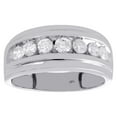 thumbnail image 2 of 10K White Gold Genuine Diamond 7 Stone Channel Set Wedding Ring 10mm Band 1 Ct., 2 of 5