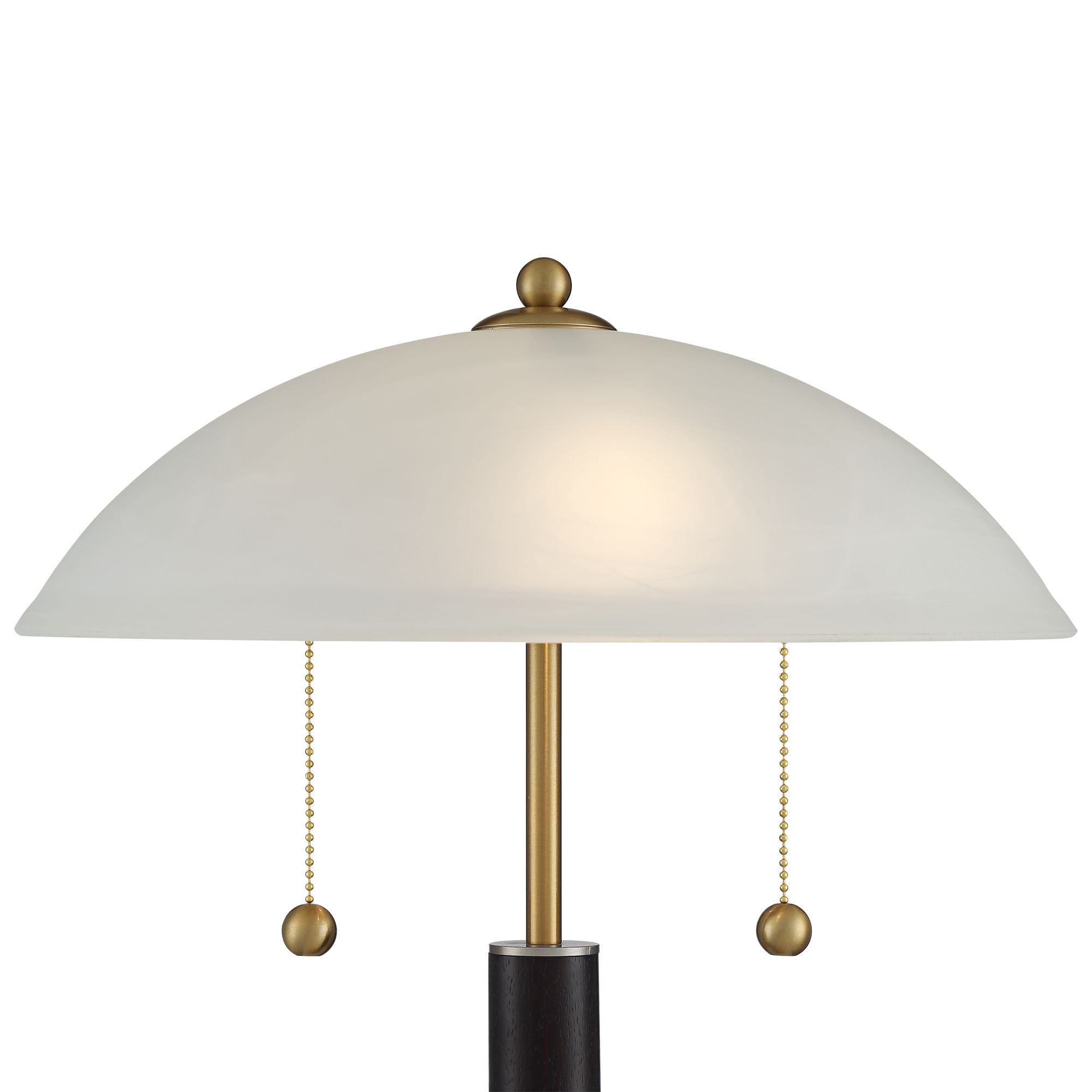 360 Lighting Mid Century Modern Desk Lamp 19 1/2" High Brown Wood White Frosted Glass Dome Shade for Bedroom Living Room Office