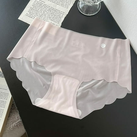 Pavied Cotton Underwear for Women Tummy Control Underwear Girls Ice Silk Traceless Summer Thin Silk Pure Desire Skin Friendly Translucent Pants Seamless Underwear Panties for Women Pink L