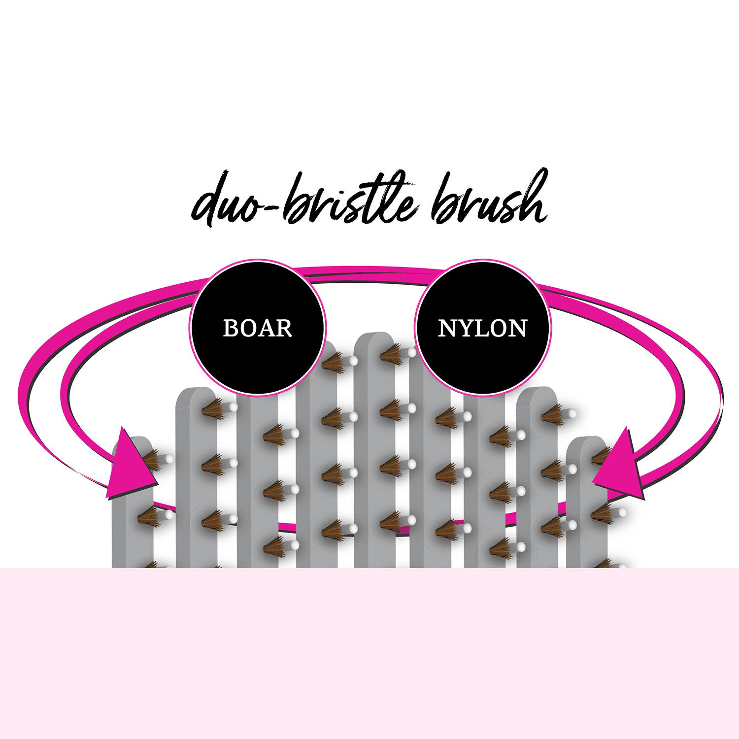 (4 pack) KareCo Tangle Buster Styler Salon Professional Flexible Paddle Brush, Grey, Mixed Bristles