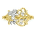 thumbnail image 5 of Primal Gold 10 Karat Yellow Gold and White Rhodium-plated Cubic Zirconia Angel with Hearts Ring, 5 of 7