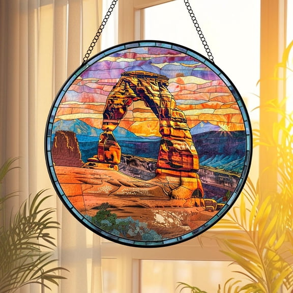 Arches National Park Stained Glass Suncatcher - Multiple Size Options for Window Hanging, Perfect Home Decorr or Wall Decorr Gift for Nature Lovers, Friends, and Loved Ones