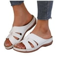 thumbnail image 1 of Womens Orthopedic Slides Sandals Comfortable Leather Peep Toe Walking Slip on Summer Shoes with Arch Support, 1 of 6