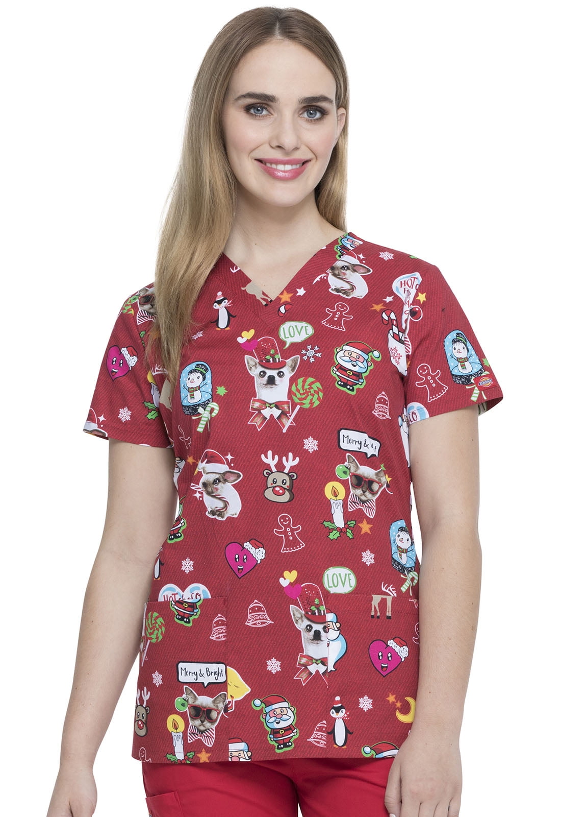 Download Dickies - Dickies EDS Holiday/Winter V-Neck Scrub Top ...
