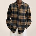 thumbnail image 2 of Ketyyh-chn99 Mens Shirts Men Zipper Button Long Sleeves Loose Shirt Brown,XL, 2 of 5