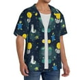 thumbnail image 4 of Naloa Space and Animals Men's Loose Fit Cuban Collar Short-Sleeve Shirt with Button-down and Chest Pocket for Everyday Wear Outings - XX-Large, 4 of 7