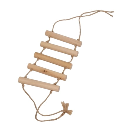 Small Pet Climbing Ladder, Natural Unpainted Wood, 1 Pack Hanging Rope Ladder Toy for Parrot Sugar Glider Squirrel, Exercise Climbing Toy for Small Pet Cage Accessory
