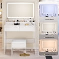 thumbnail image 3 of Leumius Makeup Vanity Set with 3 Color Lighted Mirror,Extra Large LED Mirror,Large Capacity Storage Dressing Table for Bedroom,White, 3 of 4