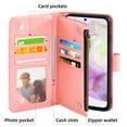 thumbnail image 4 of Asuwish Compatible with Samsung Galaxy A35 5G Wallet Phone Case and Tempered Glass Screen Protector Flower Faux Leather Flip Credit Card Holder Stand Zipper Cell Cover for A 35 35A A355G Women Pink, 4 of 8