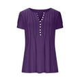 thumbnail image 4 of Xdegoge Tracking My Recent Order Summer Tops for Women 2025 Dressy Casual V Neck Short Sleeve Shirts Trendy Button Down T Shirt Tunic Cute Blouses Pullover Solid Color Going Out Tops Flash Deals, 4 of 7