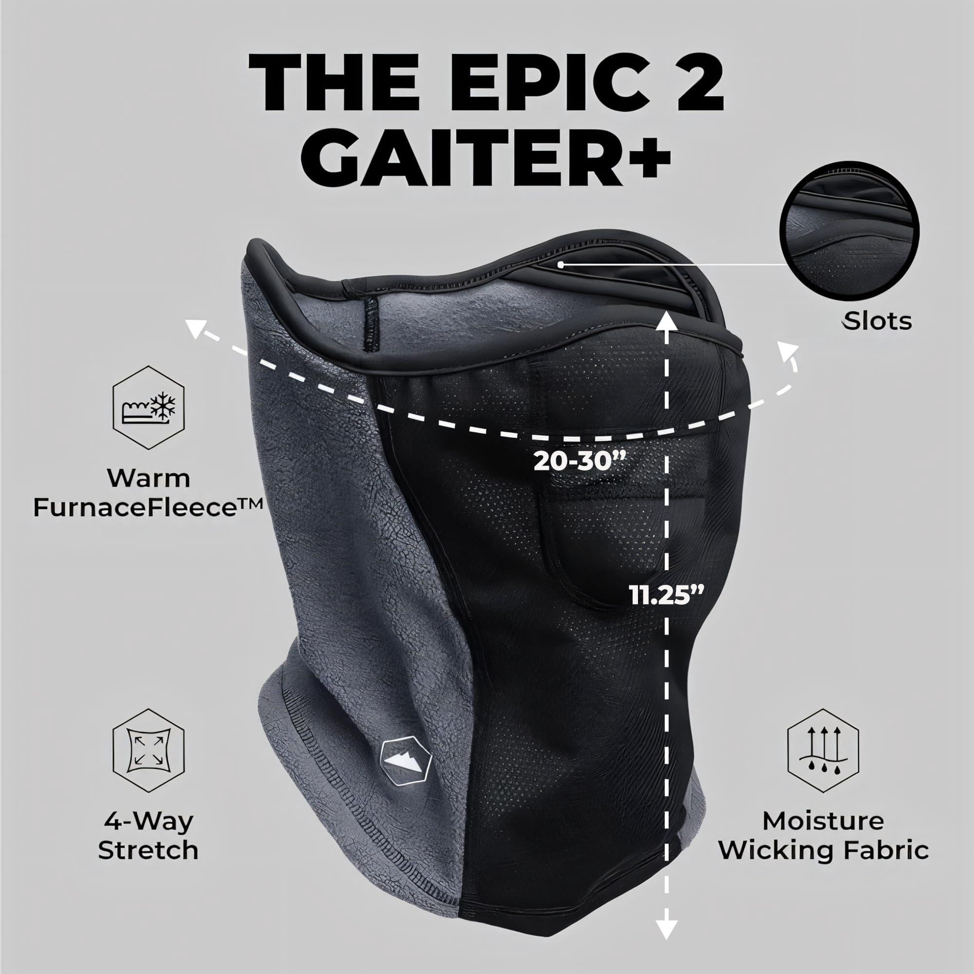 Half Ski Mask - Fleece Lined Winter Face Stretch Neck Gaiter For Cold Weather Gear Skiing Accessories