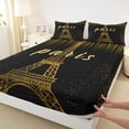 thumbnail image 3 of jejeloiu Eiffel Tower Full Size Sheets,Romantic Paris Bed Sheets For Men Women 4-Piece, 3 of 7