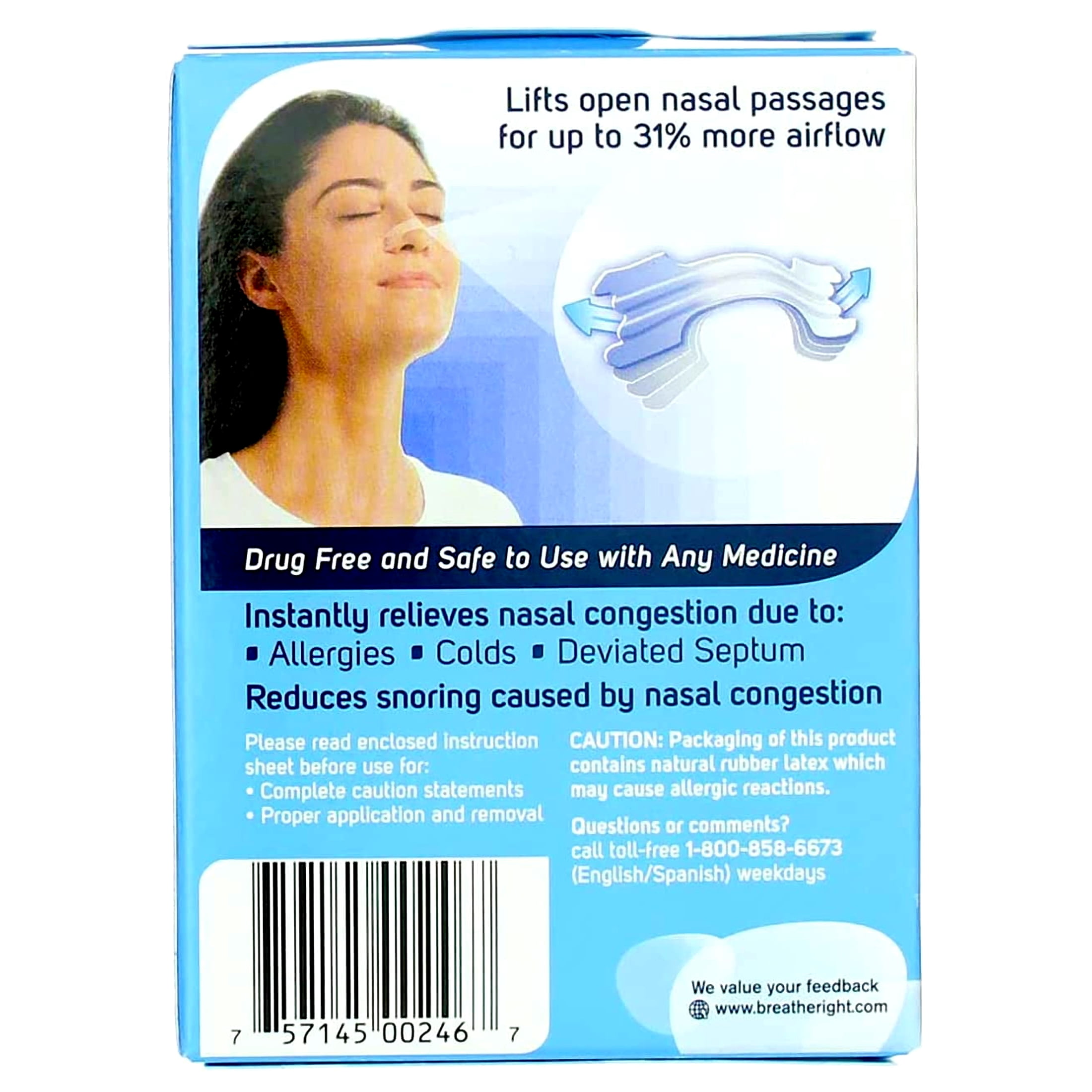 Breathe Right Nasal Strips Clear Large, 30 Drug-Free Strips for Sensitive Skin (pack of 2)