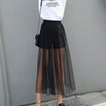 thumbnail image 3 of Women See-through Mesh Skirt, Black Breathable Single Layer Long Skirt, 3 of 5