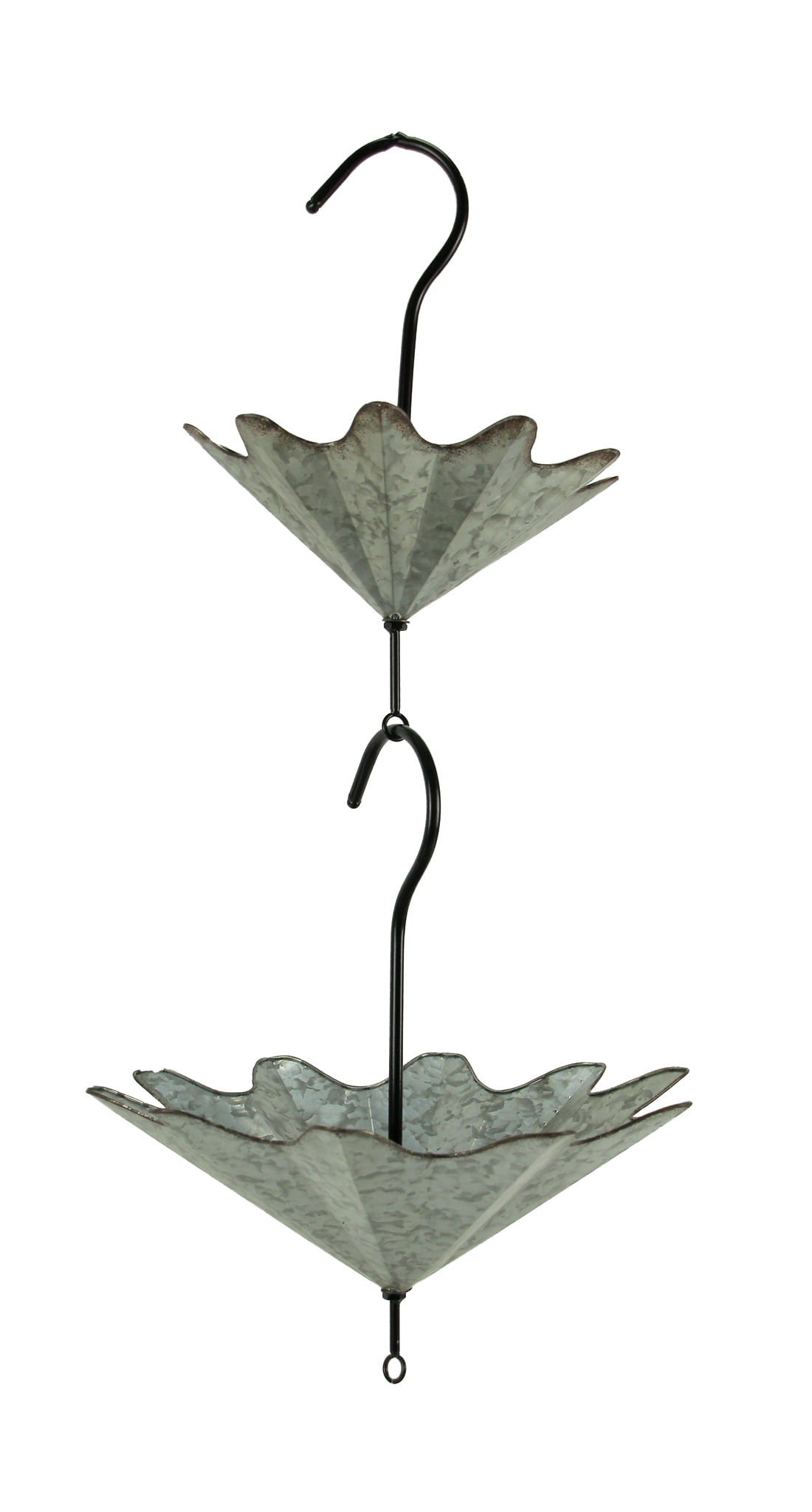 Galvanized Metal Umbrella Hanging Planter Flower Holders 2 Piece Set