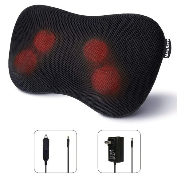 Shiatsu Back Neck Massager with 4 Nodes, Heat, Kneading Massage Pillow for Muscle Pain Relief