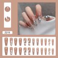 thumbnail image 1 of 24pcs Artifical Fake Nails Long Coffin French Ballerina Wearable False Nail Tips Finished Rhinstones Flower Design Press on Nail FGS, 1 of 7