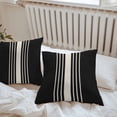 thumbnail image 6 of Throw Pillow Covers 24x24 Inch Set of 2, Black Beige Striped Waterproof Outdoor Pillow Covers, Modern Farmhouse Retro Lines Decorative Cushion Pillowcases for Couch, Sofa, Bed, Garden, Patio, 6 of 9