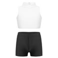 thumbnail image 2 of Alvivi Kids Girls Active Gym Fitness Sportswear Short Tracksuits Gymnastics Dance Outfits Ivory&Black 10, 2 of 7