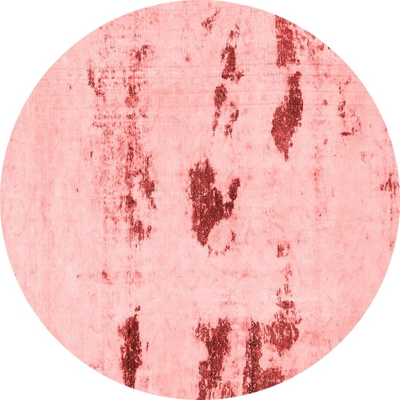 Ahgly Company Indoor Round Solid Red Modern Area Rugs, 4' Round