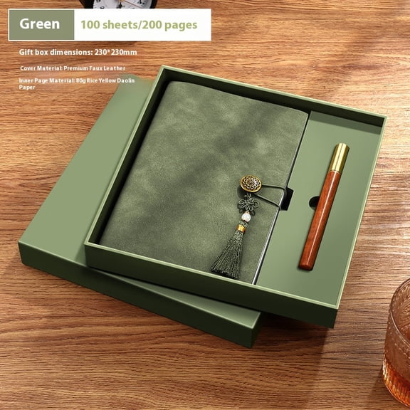 Green Notebook Journal Leather Journals for Writing Small Diary Notepad For Women and Man, Gifts,Work,Travel Dark Green Comes with packaging box and pen