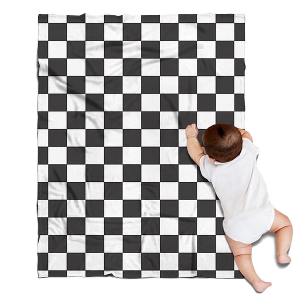Black and White Checkered Pattern Blanket,Comfortable Soft Flannel Throw Blanket,All Season,Warm Lightweight Blankets for Sofa Bed Couch Living Room Chair,30"x40"