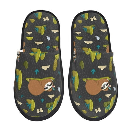 

Tideii Funny Sloths In The Forest for Home Indoor Cotton Slippers Autumn and Winter EVA Plush Slippers Household Supplies Unisex-Large