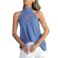 thumbnail image 2 of Njoeus Women's Tie Mock Neck Sleeveless Tank Tops Halters Backless Casual Work Business Shirts Basic Tees Summer Tunic Dressy Blouses, 2 of 7