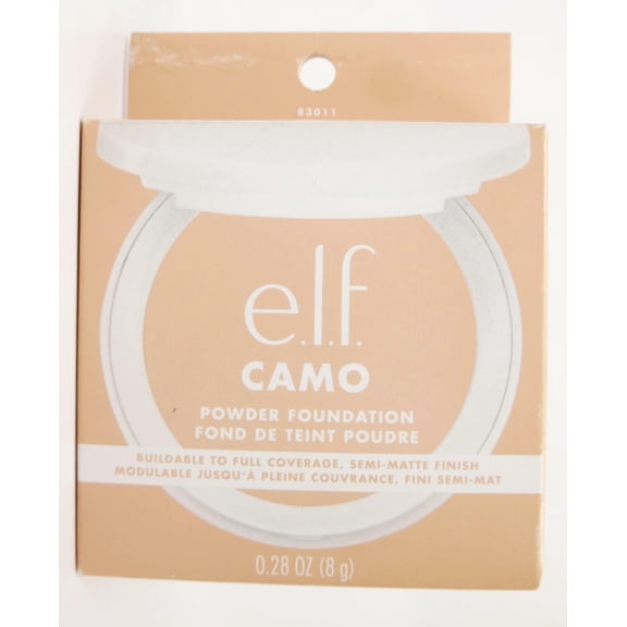 e.l.f. Camo Powder Foundation Lightweight Primer-Infused, Buildable, Light 205 N