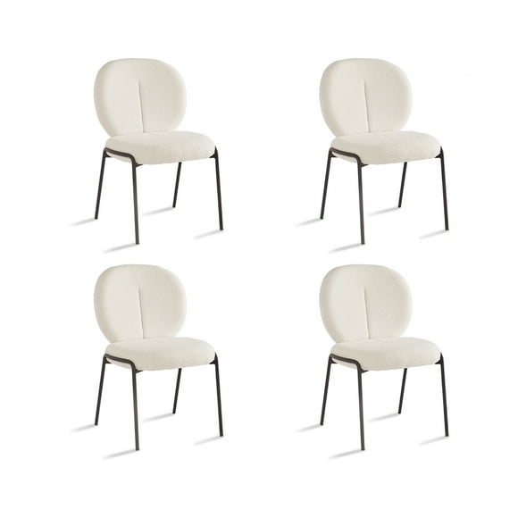 JV Home Dining Chair Puff Accent Kitchen Velvet Chairs Modern Simple Arm Chaise De Cuisine Armchair for Bedroom, Dining Room, Living Room, Office Set of 4 Cream