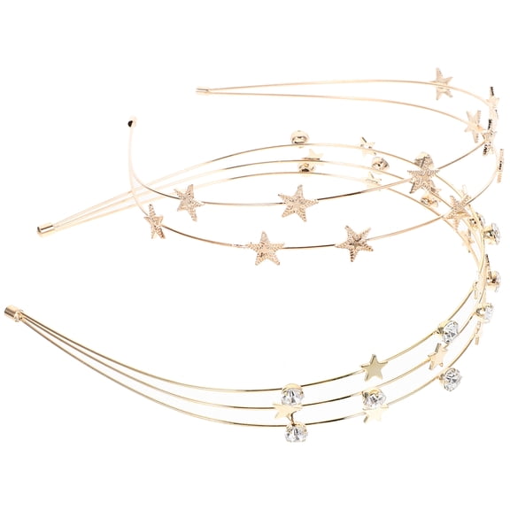 unbranded  2 Pcs Metal Headband Bride Headpiece Girl Tiaras Women's Golden