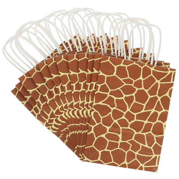 COMPUKAS Cheetah Print Rectangular Paper Candy Bags for Jungle Theme Party Supplies, 12 Pieces Wrap Bags