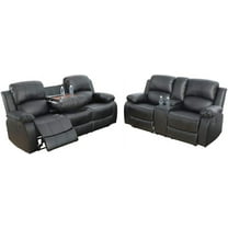Pon Living Furniture Inc 2 Piece Modern Faux Leather Reclining Living Room Set Black