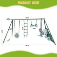 thumbnail image 3 of Aukfa Playground Sets for Backyards, Kids Outdoor Swing Sets Metal Playset Heavy Duty 6 in 1 Belt Swing, Climbing Ladder and Nets, Swing Glider, Trapeze Bar, Basketball Hoop Combo, 3 of 8