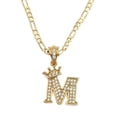 thumbnail image 2 of Cadena y dije de brillos con corona de oro laminado letra M, 2 of 8