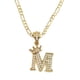 thumbnail image 2 of Cadena y dije de brillos con corona de oro laminado letra M, 2 of 8