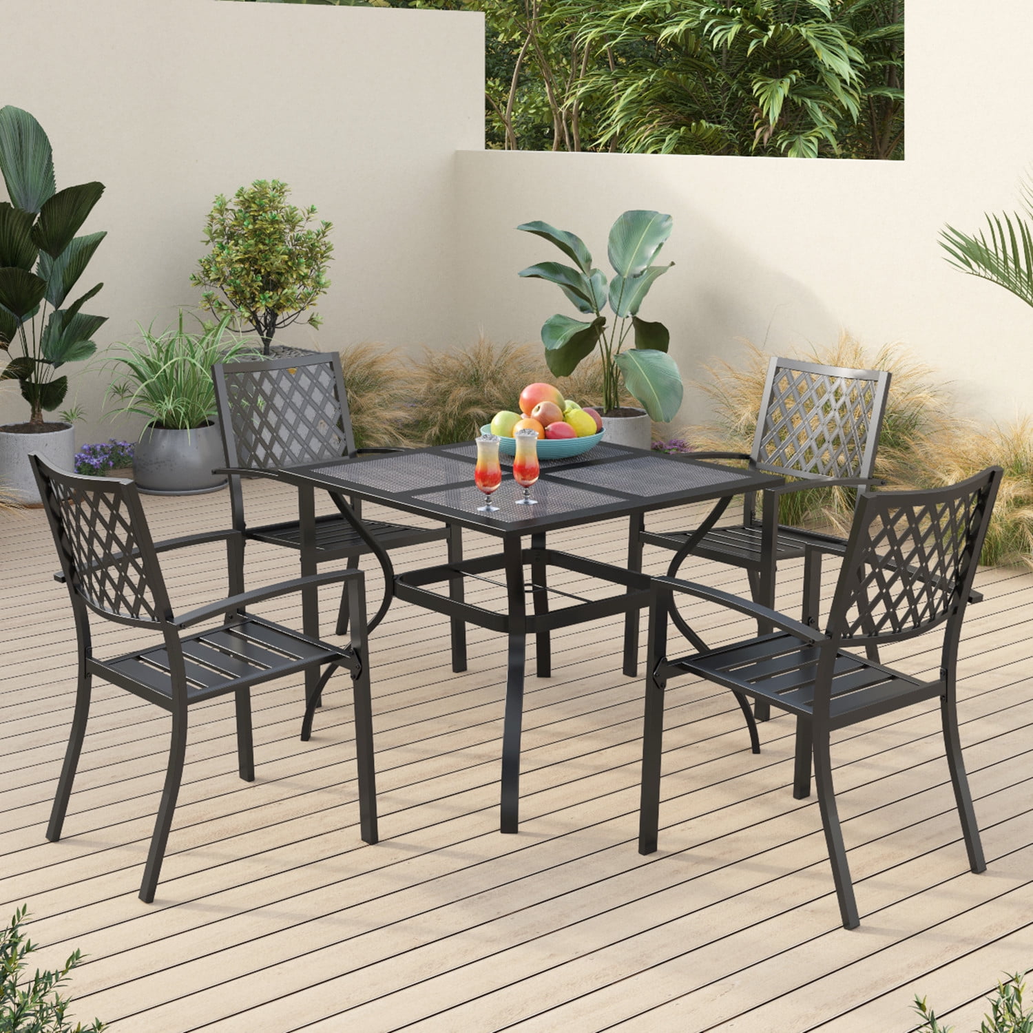 Sophia & William 5 Peices Metal Patio Dining Set Outdoor Square Table