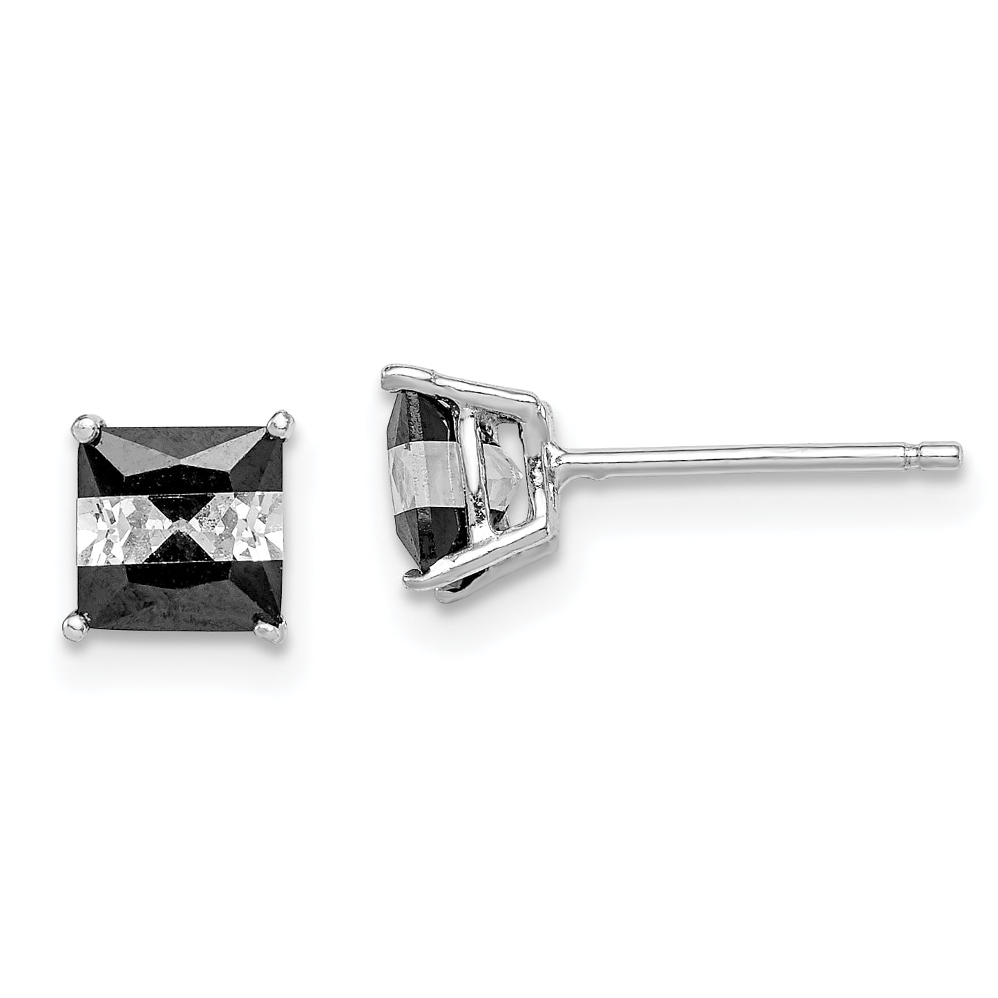 925 Sterling Silver Polished 5mm Square CZ Stud Post Earrings