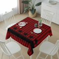 thumbnail image 6 of Red Black Plaid Table Cloth Waterproof Tablecloths, Country Vintage Star Abstract Gingham Tablecloth Dining Table Cover for Kitchen Party Tabletop Outdoor, Square Tablecloth 54x54 Inch, 6 of 9
