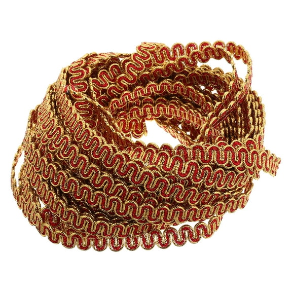 MLINS Metallic Braided Ribbon Trim Red and Golden Wave Braid Trim for Sewing Craft Projects Jewelry Making and Clothing Embellishment 13.5m